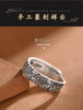 Cloud-Pattern Ring for Men, Antique Silver-Tone Engraved Open Band