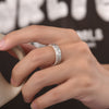 Cloud-Pattern Ring for Men, Antique Silver-Tone Engraved Open Band
