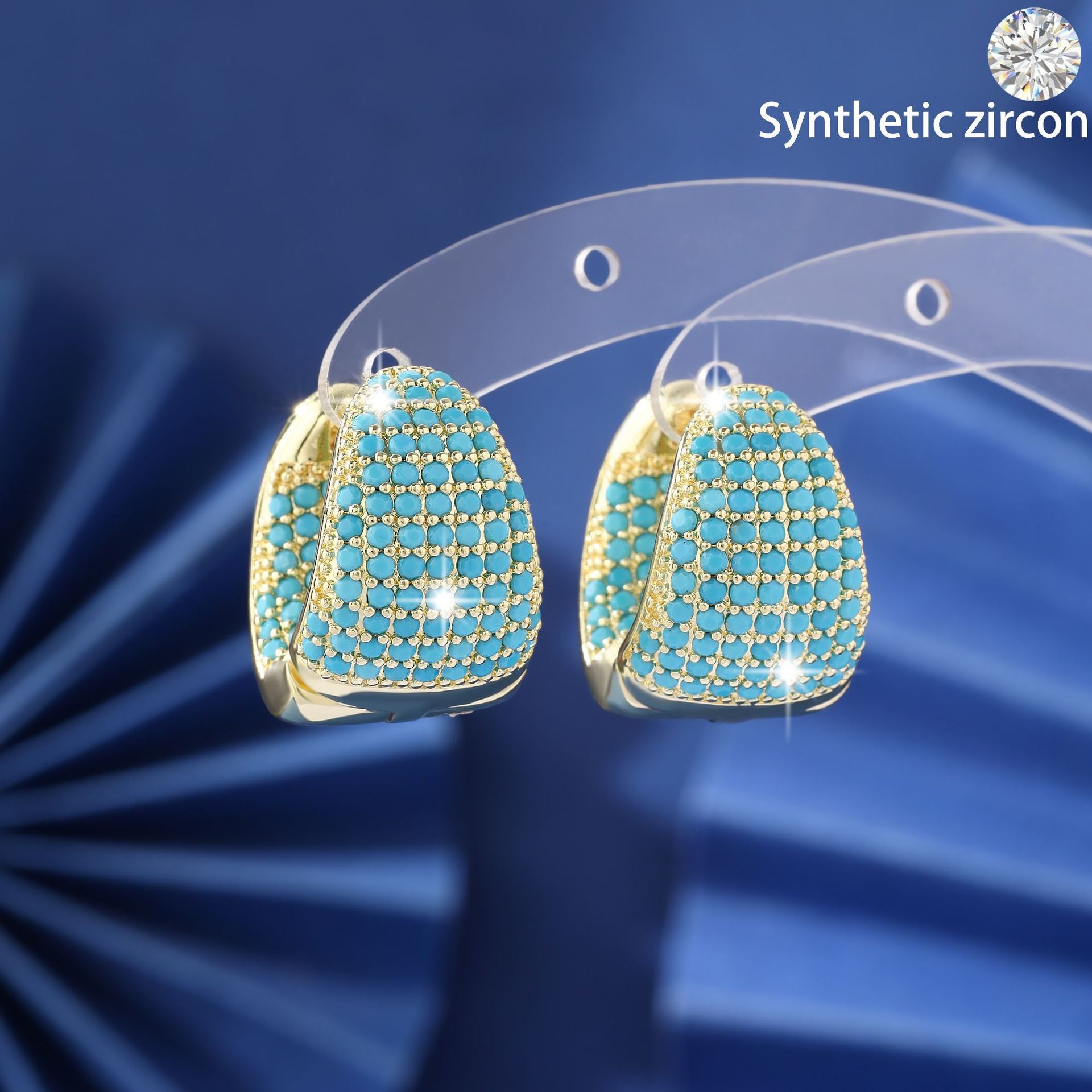 Irregular Drop Earrings for Women, Gold-Tone Copper Design with Multicolor Zircon Accents - Product view 1