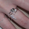 Delicate Accent Ring, Silver-Tone Copper, Plain Band, Bow, Cross, Flower or Heart