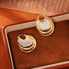 Layered Shell-Style Earrings for Women, Copper Design with Iridescent Multi-Layer Accents - Product view 1