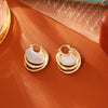 Layered Shell-Style Earrings for Women, Copper Design with Iridescent Multi-Layer Accents - Product view 3