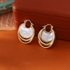 Layered Shell-Style Earrings for Women, Copper Design with Iridescent Multi-Layer Accents - Product view 4