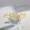 Sun and Moon Rings, Copper with Clear and Blue Accents, Adjustable Bands, Single Ring or Pair
