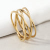Cross-Line Ring for Women, Openwork Stainless Steel Band in Gold or Steel Tone, Sizes 6-9 - Product view 2