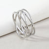 Cross-Line Ring for Women, Openwork Stainless Steel Band in Gold or Steel Tone, Sizes 6-9 - Product view 3
