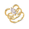 Marquise Accent Ring Set, Zinc Alloy with Clear Accents, Gold or Silver-Tone, 3 Pieces, Sizes 6-10