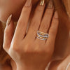 Linked Band Ring, Copper with Clear Accents, Gold-Tone or Two-Tone, 5 Designs, Sizes 5-12
