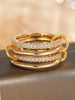 Linked Band Ring, Copper with Clear Accents, Gold-Tone or Two-Tone, 5 Designs, Sizes 5-12