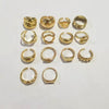 Adjustable Geometric Ring Sets for Women, Zinc Alloy Designs with Separate Silver-Tone Cross Ring Option - Ring set 7