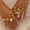 Adjustable Geometric Ring Sets for Women, Zinc Alloy Designs with Separate Silver-Tone Cross Ring Option - Product view 3