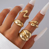 Adjustable Geometric Ring Sets for Women, Zinc Alloy Designs with Separate Silver-Tone Cross Ring Option - Ring set 1