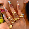 Adjustable Geometric Ring Sets for Women, Zinc Alloy Designs with Separate Silver-Tone Cross Ring Option - Ring set 5