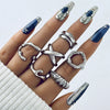 Adjustable Geometric Ring Sets for Women, Zinc Alloy Designs with Separate Silver-Tone Cross Ring Option - Ring set 6