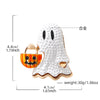 Halloween Ghost Brooch Pin, White Enamel Zinc Alloy Cartoon Design with Pumpkin Detail - Product view 2