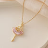 Stainless Steel Pendant Necklaces for Women, Ballet, Star, Apple, Teardrop and Cross Design Options - 1 ballet powder