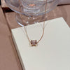 Geometric Pendant Necklace for Women, Brass Chain with Sparkling Zircon Accents, Gold or Rose Gold Tone - Rose gold (thick real gold plating)