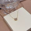 Geometric Pendant Necklace for Women, Brass Chain with Sparkling Zircon Accents, Gold or Rose Gold Tone - Gold (thick real gold plating)