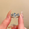 Butterfly and Floral Rings, Silver-Tone Zinc Alloy with Blue Accents and Faux Pearls, Singles or 5-Piece Set