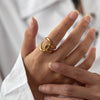 Curved Openwork Ring, Stainless Steel with Adjustable Opening, Gold-Tone or Silver-Tone