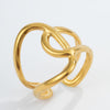 Curved Openwork Ring, Stainless Steel with Adjustable Opening, Gold-Tone or Silver-Tone
