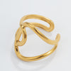Curved Openwork Ring, Stainless Steel with Adjustable Opening, Gold-Tone or Silver-Tone