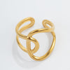 Curved Openwork Ring, Stainless Steel with Adjustable Opening, Gold-Tone or Silver-Tone