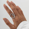 Curved Openwork Ring, Stainless Steel with Adjustable Opening, Gold-Tone or Silver-Tone