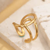 Curved Openwork Ring, Stainless Steel with Adjustable Opening, Gold-Tone or Silver-Tone
