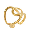 Curved Openwork Ring, Stainless Steel with Adjustable Opening, Gold-Tone or Silver-Tone
