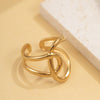 Curved Openwork Ring, Stainless Steel with Adjustable Opening, Gold-Tone or Silver-Tone