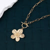 Flower Pendant Necklace for Women, Zinc Alloy Floral Design with Mixed-Link Chain, Two Style Options - Product view 1