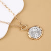 Flower Pendant Necklace for Women, Zinc Alloy Floral Design with Mixed-Link Chain, Two Style Options - A–23