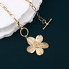 Flower Pendant Necklace for Women, Zinc Alloy Floral Design with Mixed-Link Chain, Two Style Options - A-21