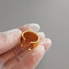 Wide Geometric Ring for Women, Gold-Tone Metal Band with Brushed Texture and Square Profile - Product view 3