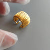 Wide Geometric Ring for Women, Gold-Tone Metal Band with Brushed Texture and Square Profile - Product view 4