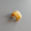Wide Geometric Ring for Women, Gold-Tone Metal Band with Brushed Texture and Square Profile - Gold