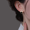 Rhombus Stud Earrings for Women, Copper Design with Black or Red Geometric Accents - Product view 3