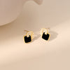 Rhombus Stud Earrings for Women, Copper Design with Black or Red Geometric Accents - Product view 4