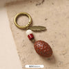 Wood and Seed Pod Bag Charm, Beaded Key Ring with Botanical Details, 30 Styles