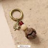 Wood and Seed Pod Bag Charm, Beaded Key Ring with Botanical Details, 30 Styles
