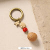 Wood and Seed Pod Bag Charm, Beaded Key Ring with Botanical Details, 30 Styles