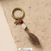 Wood and Seed Pod Bag Charm, Beaded Key Ring with Botanical Details, 30 Styles