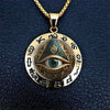 Eye Pendant Necklace, Gold-Tone Zinc Alloy Openwork Design with Round Ornamental Frame - Product view 2