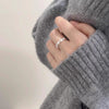 Double-Layer Floral Ring, Silver-Tone Copper with Clear Accents, Adjustable Open Band