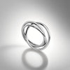 Triple Interlocking Band Ring, Stainless Steel, Three Finish Options, Sizes 6-12