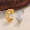 Adjustable Cross Ring for Women, Copper Double-Layer Openwork Band with Sparkling Accents, Gold or Silver Tone - Product view 1