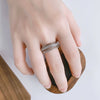 Adjustable Cross Ring for Women, Copper Double-Layer Openwork Band with Sparkling Accents, Gold or Silver Tone - Product view 2