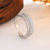 Adjustable Cross Ring for Women, Copper Double-Layer Openwork Band with Sparkling Accents, Gold or Silver Tone - Platinum j0111 / Adjustable opening