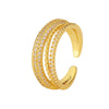 Adjustable Cross Ring for Women, Copper Double-Layer Openwork Band with Sparkling Accents, Gold or Silver Tone - Product view 5